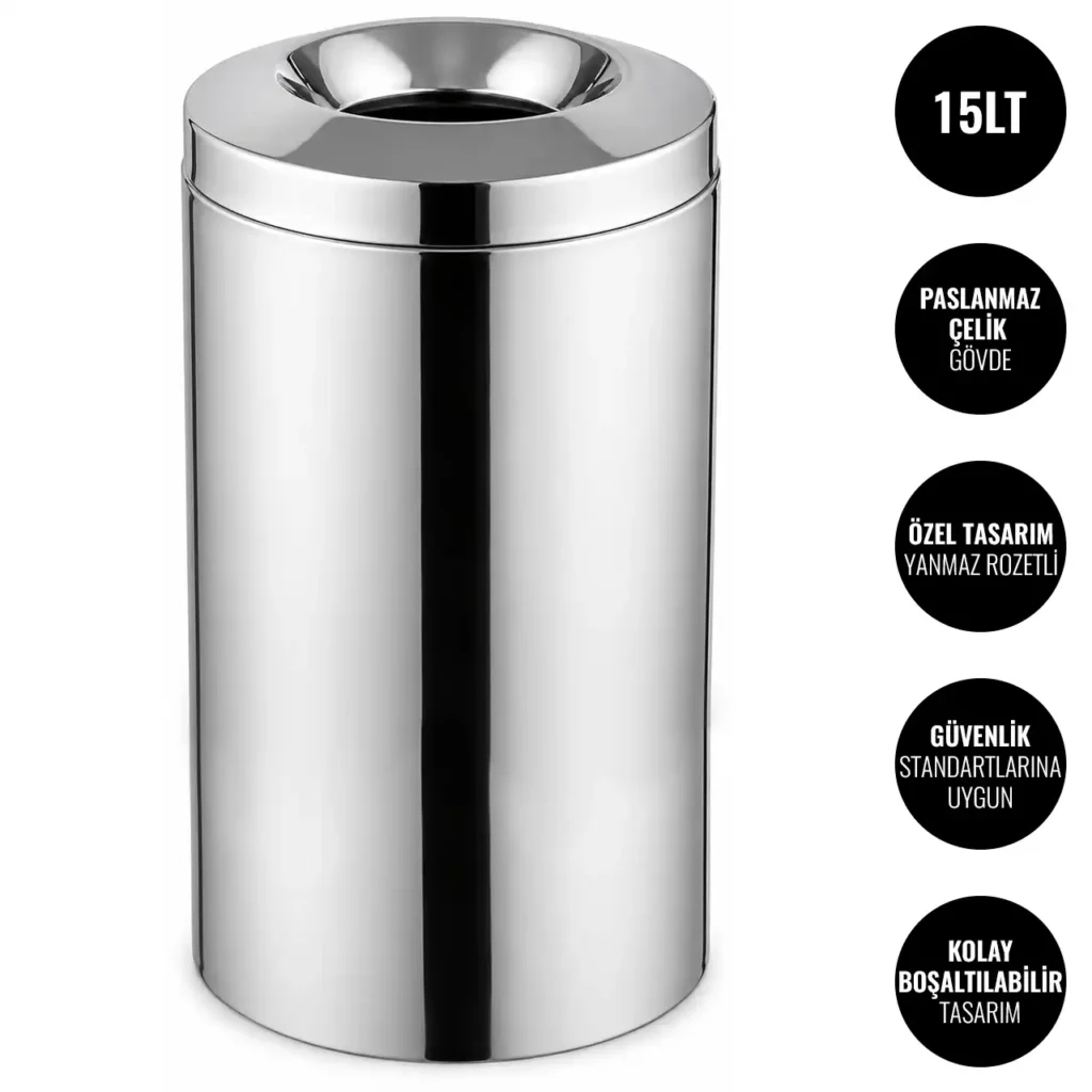 EIM TCFP2C Paslanmaz Çelik Yanmaz Çöp Kovası 15LT W6TEPTTCEO2P Fireproof Stainless Steel Trash Can #ıslakhacim #çöpkovası @kircaco