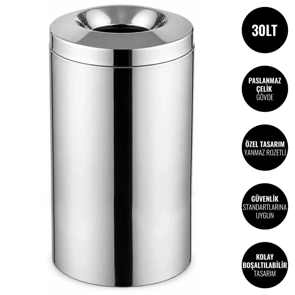 EIM TCFP4C Paslanmaz Çelik Yanmaz Çöp Kovası 30LT W6TEPTTCEO4P Fireproof Stainless Steel Trash Can #ıslakhacim #çöpkovası @kircaco