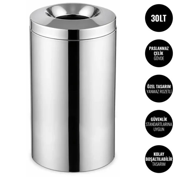 EIM TCFP4C Paslanmaz Çelik Yanmaz Çöp Kovası 30LT W6TEPTTCEO4P Fireproof Stainless Steel Trash Can #ıslakhacim #çöpkovası @kircaco