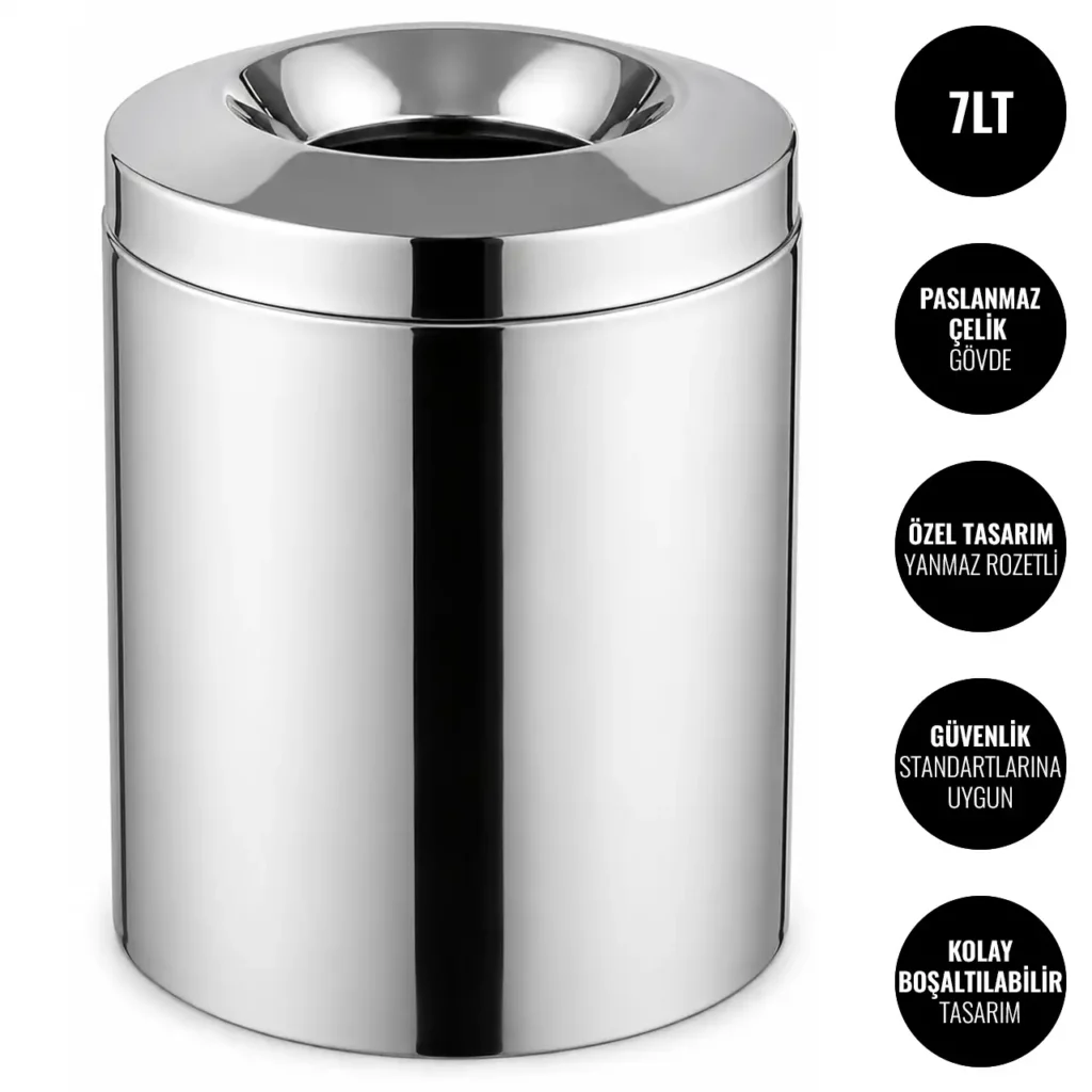 EIM TCFP7C Paslanmaz Çelik Yanmaz Çöp Kovası 7LT W6TEPTTCEO7P Fireproof Stainless Steel Trash Can #ıslakhacim #çöpkovası @kircaco
