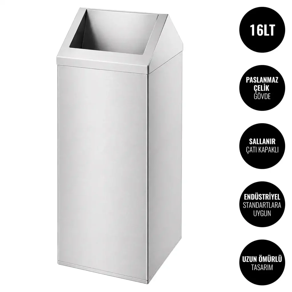 EIM TCST2C Sallanır Kapaklı Paslanmaz Çelik Çöp Kovası 16LT W6TEPTTCET2C Swing Top Stainless Steel Trash Can #ıslakhacim #çöpkovası @kircaco