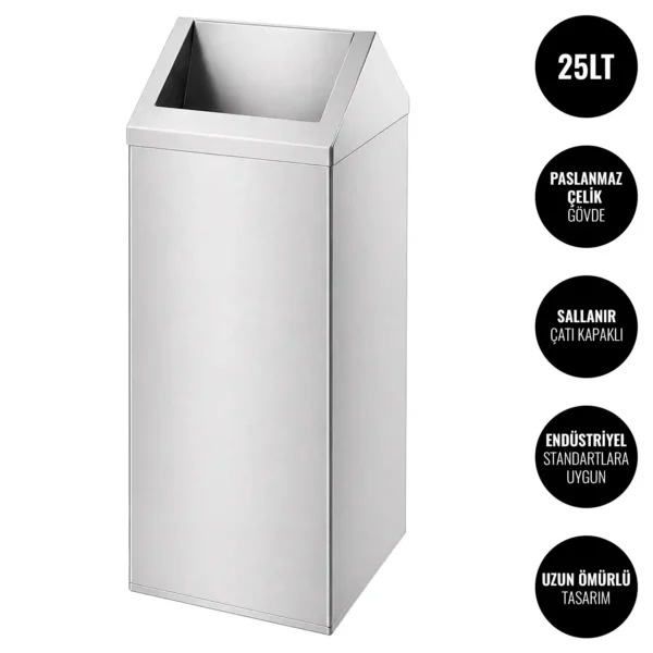 EIM TCST3C Sallanır Kapaklı Paslanmaz Çelik Çöp Kovası 25LT W6TEPTTCET3C Swing Top Stainless Steel Trash Can #ıslakhacim #çöpkovası @kircaco